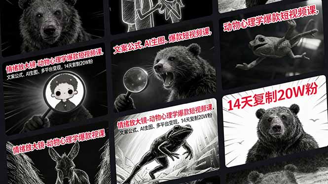 情绪放大镜-动物心理学爆款短视频课，文案公式、AI生图、多平台变现，14天复制20W粉-悟思笔记，一个低调的学习营。