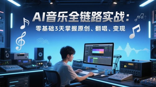 AI音乐全链路实战变现课：零基础3天掌握原创、翻唱、变现-悟思笔记，一个低调的学习营。