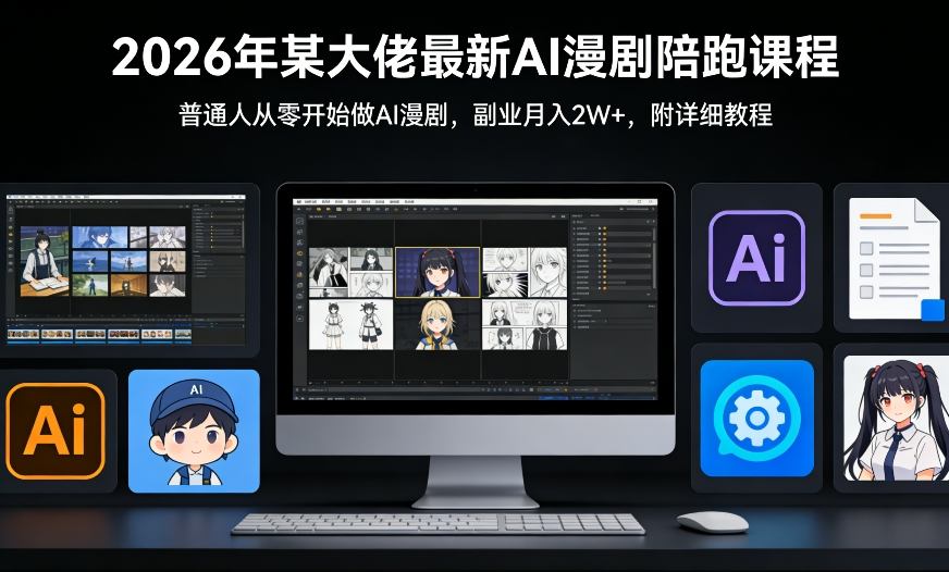 26年某大佬最新Ai漫剧陪跑课程，普通人从零开始做AI漫剧，副业月入2W+-悟思笔记，一个低调的学习营。