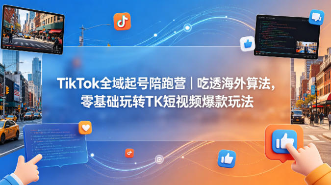 TikTok全域起号陪跑营｜吃透海外算法，零基础玩转TK短视频爆款玩法-悟思笔记，一个低调的学习营。