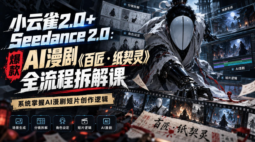 小云雀2.0+Seedance 2.0：爆款AI漫剧《百匠・纸契灵》全流程拆解课，系统掌握AI漫剧短片创作逻辑-悟思笔记，一个低调的学习营。