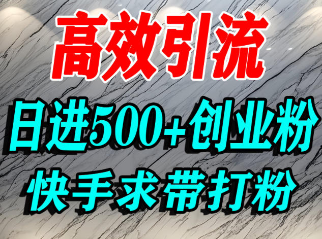 怎么打创业粉？快手求带视角精准引流创业粉，宝妈、学生群体日进500+精准流量-悟思笔记，一个低调的学习营。