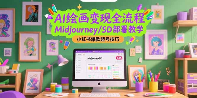 AI绘画变现全流程，Midjourney/SD部署教学，小红书爆款起号技巧-悟思笔记，一个低调的学习营。