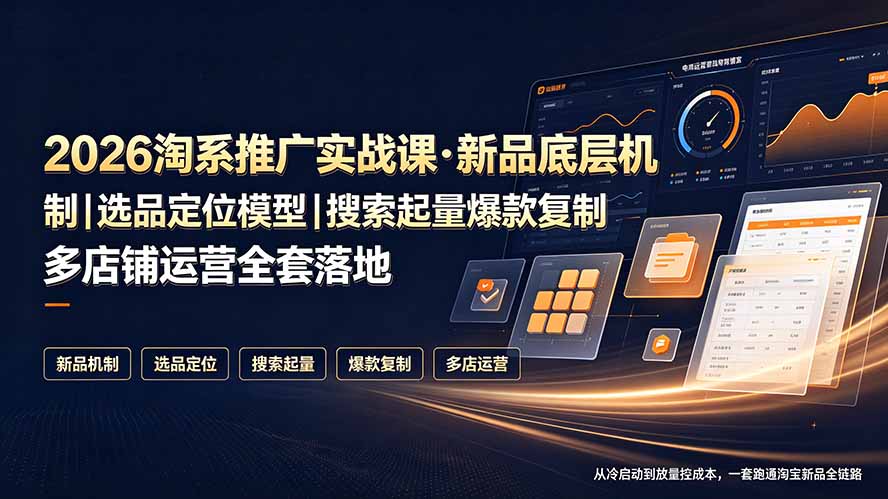 2026淘系推广实战课·新品底层机制｜选品定位模型｜搜索起量爆款复制多店铺运营全套落地教程-悟思笔记，一个低调的学习营。