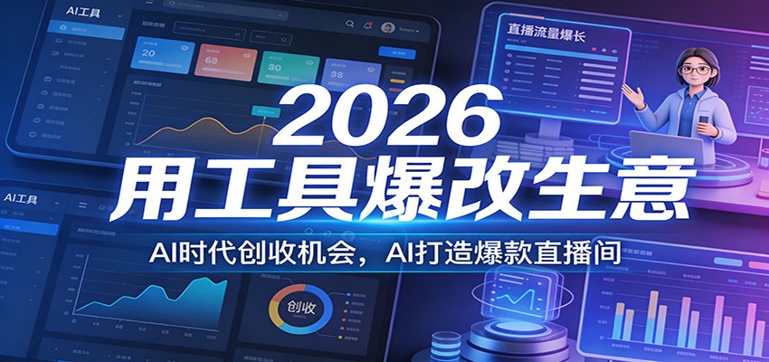2026用工具爆改生意，AI时代创收机会，AI打造爆款直播间-悟思笔记，一个低调的学习营。