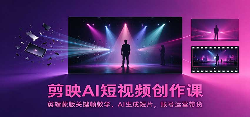 剪映AI短视频创作课：剪辑蒙版关键帧教学，AI生成短片，账号运营带货-悟思笔记，一个低调的学习营。