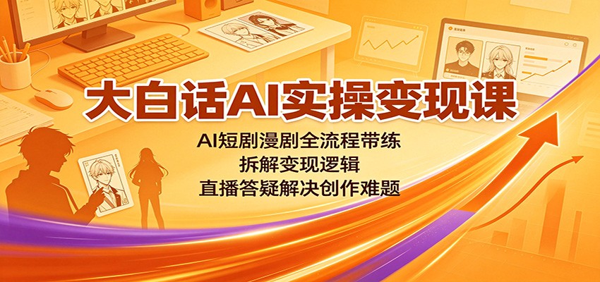 大白话AI实操变现课：AI短剧漫剧全流程带练，拆解变现逻辑，直播答疑解决创作难题-悟思笔记，一个低调的学习营。