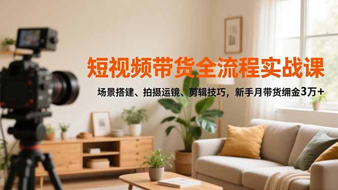 短视频带货全流程实战课，场景搭建、拍摄运镜、剪辑技巧，新手月带货佣金3万+-悟思笔记，一个低调的学习营。