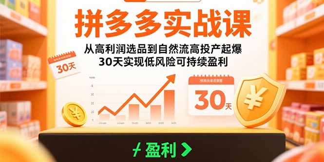 拼多多实战课：从高利润选品到自然流高投产起爆 30天实现低风险可持续盈利-悟思笔记，一个低调的学习营。