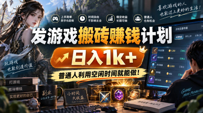 发游戏搬砖賺钱计划，日入1k+，普通人利用空闲时间就能做！【揭秘】-悟思笔记，一个低调的学习营。