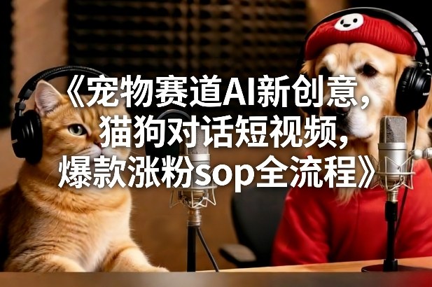 宠物赛道AI新创意，猫狗对话短视频，爆款涨粉sop全流程-悟思笔记，一个低调的学习营。
