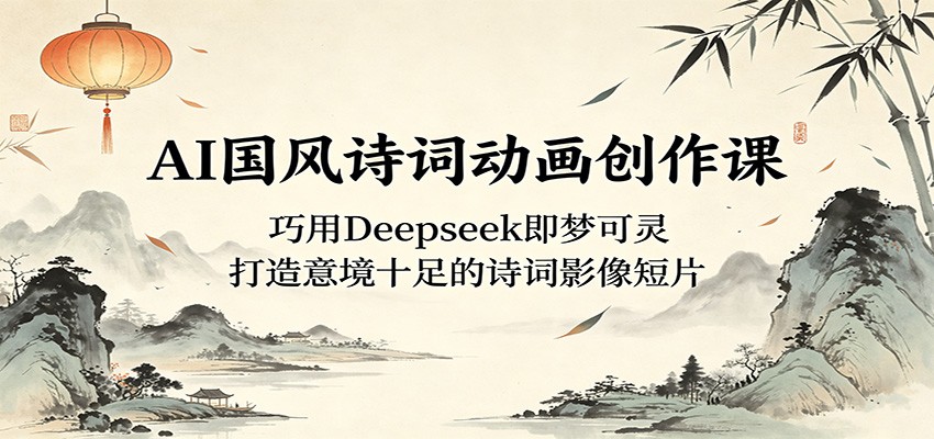 AI国风诗词动画创作课：巧用Deepseek即梦可灵，打造意境十足的诗词影像短片-悟思笔记，一个低调的学习营。