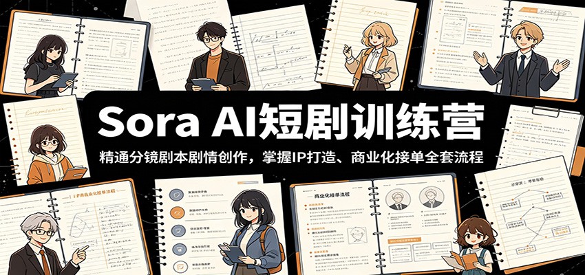 Sora AI短剧训练营：精通分镜剧本剧情创作，掌握IP打造、商业化接单全套流程-悟思笔记，一个低调的学习营。