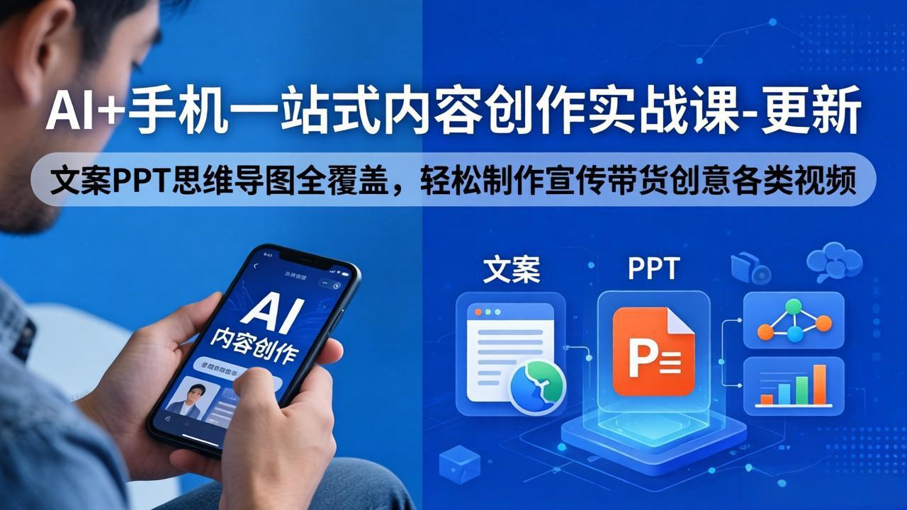 AI+手机一站式内容创作实战课-更新，文案PPT思维导图全覆盖，轻松制作宣传带货创意各类视频-悟思笔记，一个低调的学习营。