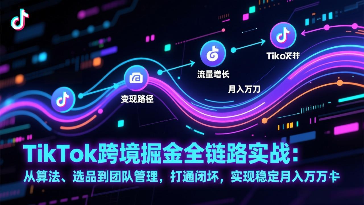 TikTok跨境掘金全链路实战：从算法、选品到团队管理，打通闭环，实现稳定月入万刀-悟思笔记，一个低调的学习营。