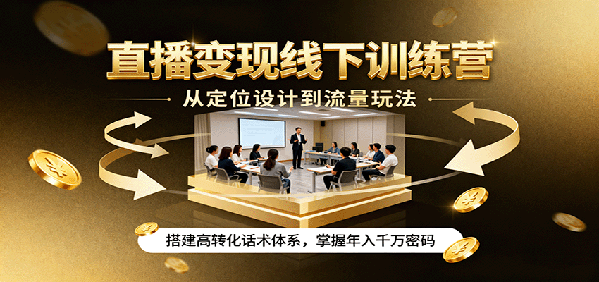 直播变现线下训练营，从定位设计到流量玩法，搭建高转化话术体系，掌握年入千万密码-悟思笔记，一个低调的学习营。