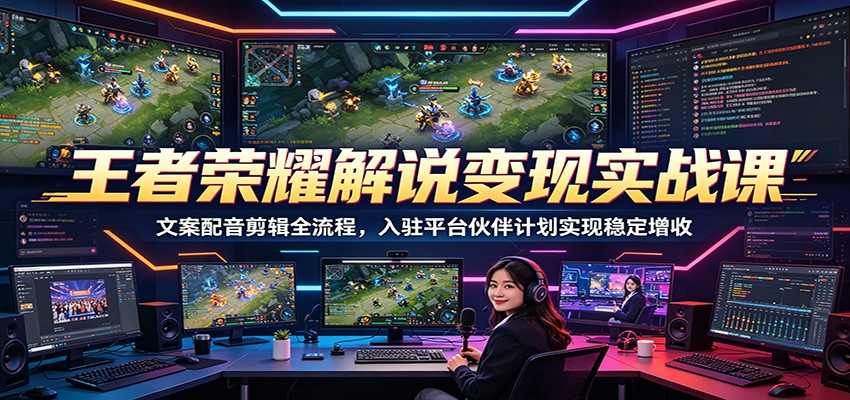 王者荣耀解说变现实战课：文案配音剪辑全流程，入驻平台伙伴计划实现稳定增收-悟思笔记，一个低调的学习营。