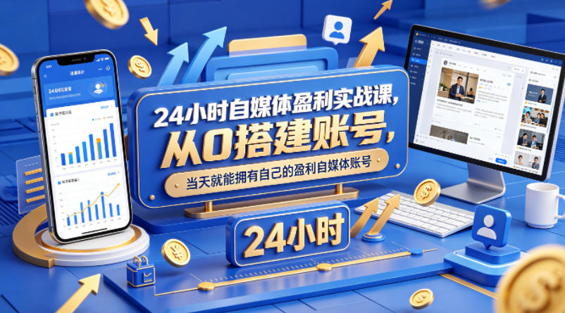 24小时自媒体盈利实战课，从0搭建账号，当天就能拥有自己的盈利自媒体账号-悟思笔记，一个低调的学习营。