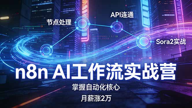 n8n AI工作流实战营，节点处理+API连通+Sora2实战，掌握自动化核心月薪涨2万-悟思笔记，一个低调的学习营。