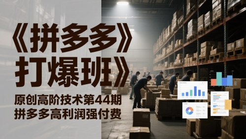《拼多多打爆班》原创高阶技术第44期，拼多多高利润强付费-悟思笔记，一个低调的学习营。