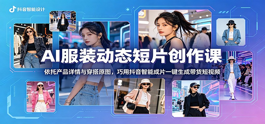 AI服装动态短片创作课：依托产品详情与穿搭原图，巧用抖音智能成片一键生成带货短视频-悟思笔记，一个低调的学习营。