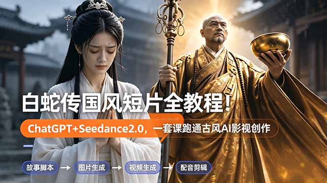 白蛇传-国风短片全教程！ChatGPT+Seedance2.0，一套课跑通古风AI影视创作-悟思笔记，一个低调的学习营。