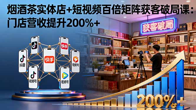 烟酒茶实体店+短视频百倍矩阵获客破局课：门店营收提升200%+-悟思笔记，一个低调的学习营。