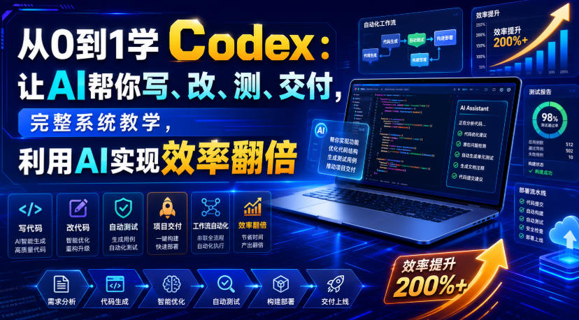 从0到1学Codex：让AI帮你写、改、测、交付，完整系统教学，利用AI实现效率翻倍-悟思笔记，一个低调的学习营。