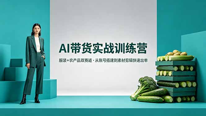 AI带货实战训练营，服装+农产品双赛道，从账号搭建到素材剪辑快速出单-悟思笔记，一个低调的学习营。