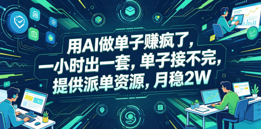 用AI做单子賺疯了，一小时出一套，单子接不完，提供派单资源，月稳2W【揭秘】-悟思笔记，一个低调的学习营。