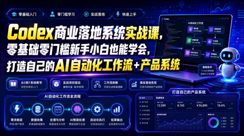 Codex商业落地系统实战课，零基础零门槛新手小白也能学会，打造自己的AI自动化工作流+产品系统-悟思笔记，一个低调的学习营。