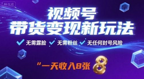 视频号带货变现新玩法，无需露脸，无需粉丝，无任何封号风险，一天收益8张【揭秘】-悟思笔记，一个低调的学习营。
