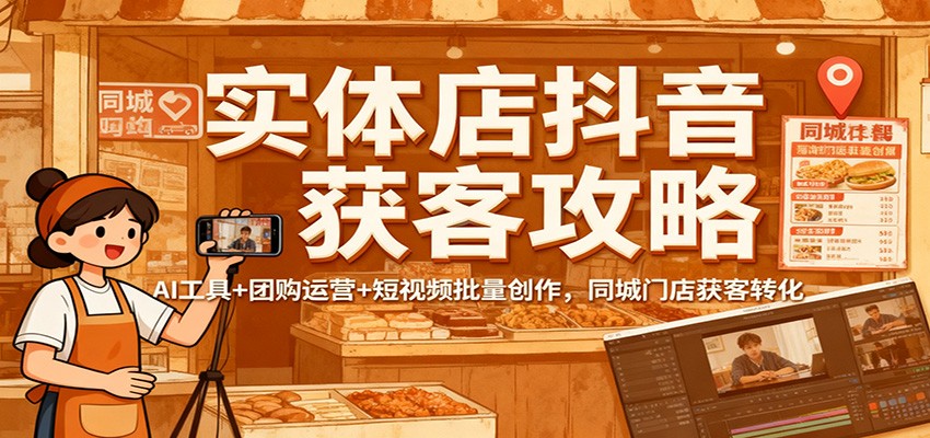 实体店抖音获客攻略：AI工具+团购运营+短视频批量创作，同城门店获客转化-悟思笔记，一个低调的学习营。