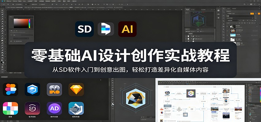 零基础AI设计创作实战教程：从SD软件入门到创意出图，轻松打造差异化自媒体内容-悟思笔记，一个低调的学习营。