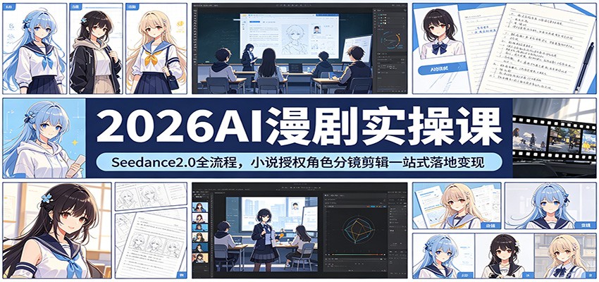 2026AI漫剧实操课：Seedance2.0全流程，小说授权角色分镜剪辑一站式落地变现-悟思笔记，一个低调的学习营。