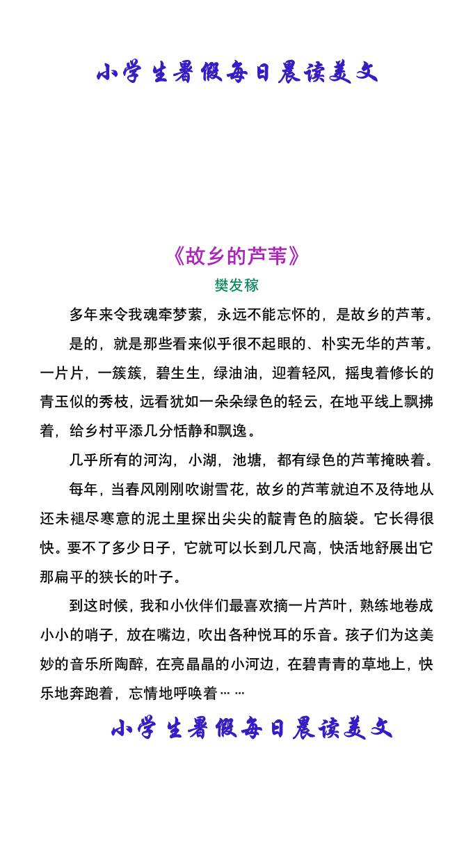小学生暑假每日晨读美文-小升初语文-悟思笔记，一个低调的学习营。