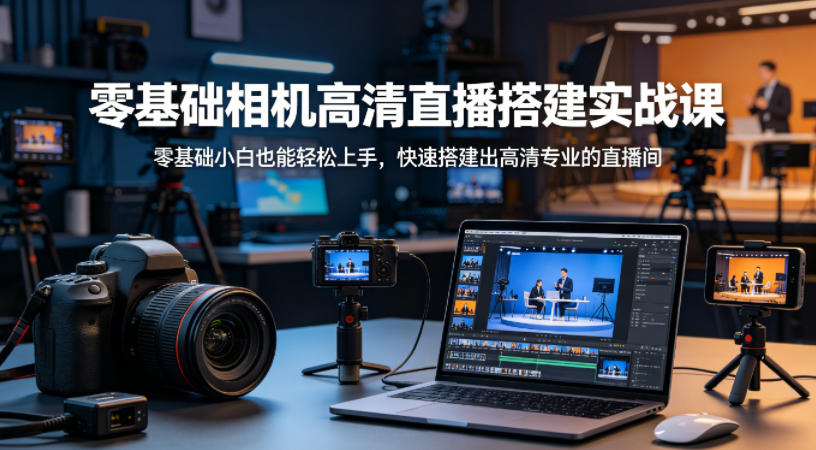 零基础相机高清直播间搭建实战课，小白也能轻松上手，快速搭建出高清专业的直播间-悟思笔记，一个低调的学习营。