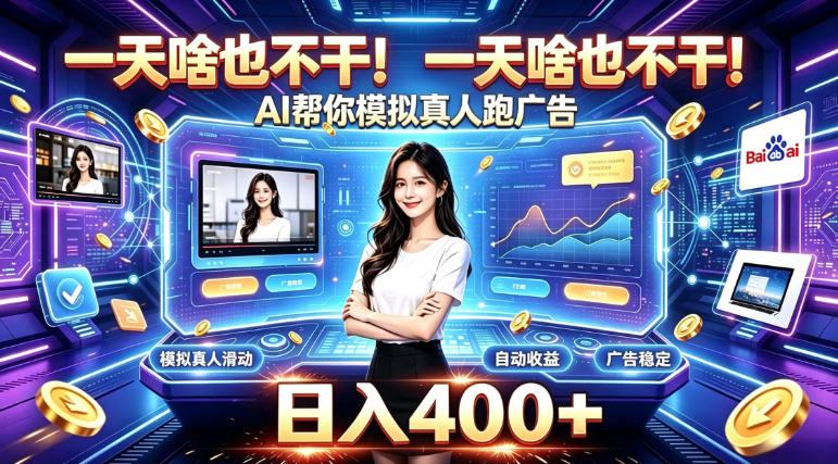 一天啥也不干！AI帮你模拟真人跑广告，稳定日入400+，实现真正被动变现【揭秘】-悟思笔记，一个低调的学习营。