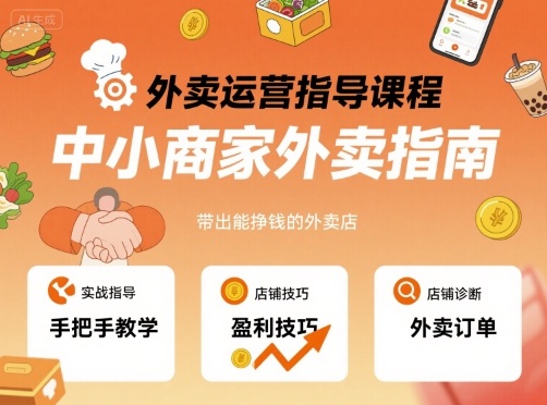 外卖运营指导课程，中小商家外卖指南，手把手带出能挣钱的外卖店-悟思笔记，一个低调的学习营。