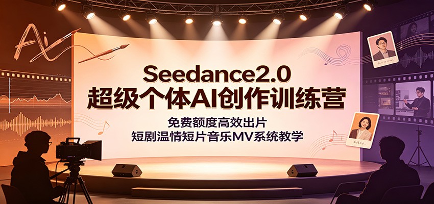 Seedance2.0超级个体AI创作训练营：免费额度高效出片，短剧温情短片音乐MV系统教学-悟思笔记，一个低调的学习营。