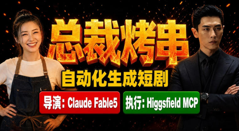 Claude Fable5担任导演+Higgsfield MCP落地执行｜《总裁烤串》真人质感短剧全自动AI生成全流程教学-悟思笔记，一个低调的学习营。
