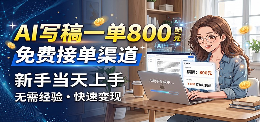 AI写稿一单800，免费接单渠道，一单一结几十到上千，新手当天上手-悟思笔记，一个低调的学习营。