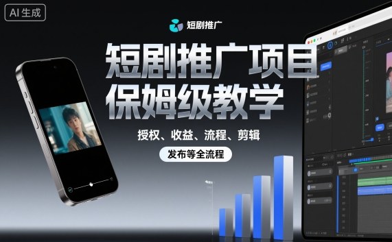 短剧推广项目保姆级教学，授权、收益、流程、剪辑，发布等全流程-悟思笔记，一个低调的学习营。