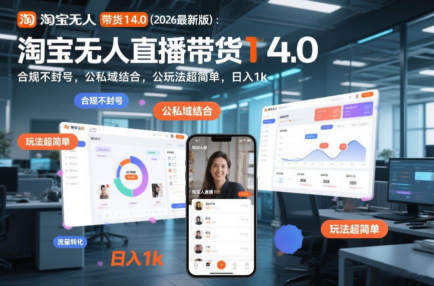 淘宝无人直播带货14.0(2026最新版)：合规不封号，公私域结合，玩法超简单，日入1k+【揭秘】-悟思笔记，一个低调的学习营。