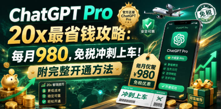 ChatGPT Pro 20x最省钱攻略：每月980，免税冲刺上车！附完整开通方法【文档】-悟思笔记，一个低调的学习营。