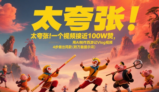 太夸张！一个视频接近100W赞，用AI制作西游记Vlog视频，全流程拆解来了(附万能提示词)-悟思笔记，一个低调的学习营。