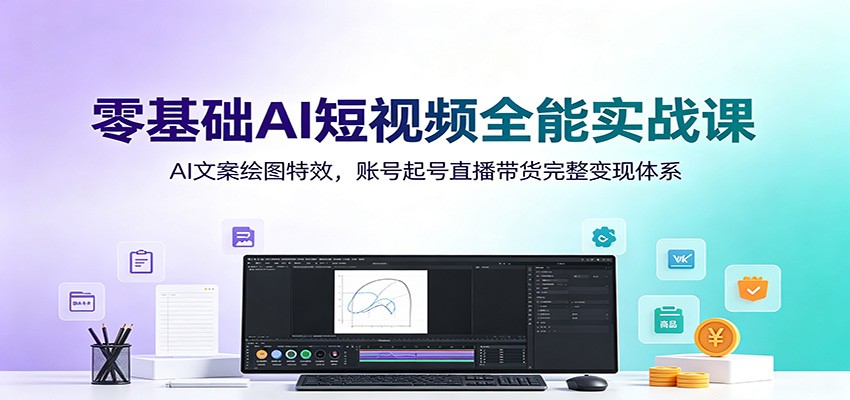 零基础AI短视频全能实战课：AI文案绘图特效，账号起号直播带货完整变现体系-悟思笔记，一个低调的学习营。