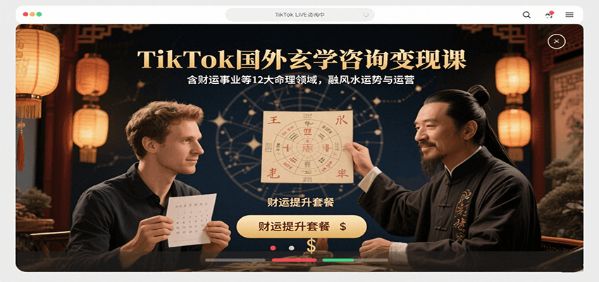 TikTok国外玄学咨询变现课，含财运事业等12大命理领域，融风水运势与运营-悟思笔记，一个低调的学习营。