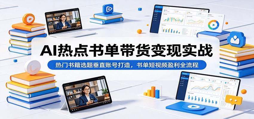 AI热点书单带货变现实战：热门书籍选题垂直账号打造，书单短视频盈利全流程-悟思笔记，一个低调的学习营。
