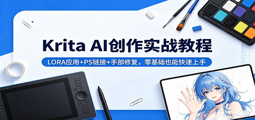 Krita AI创作实战教程：LORA应用+PS链接+手部修复，零基础也能快速上手-悟思笔记，一个低调的学习营。